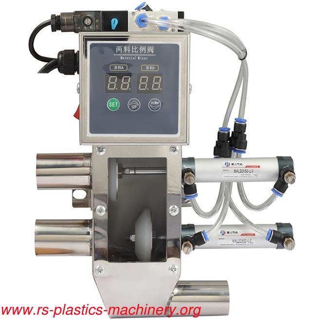 Good sell stainless steel New& Regrind Two Material Proportional Valves /time control mixer for Plastics material feeding